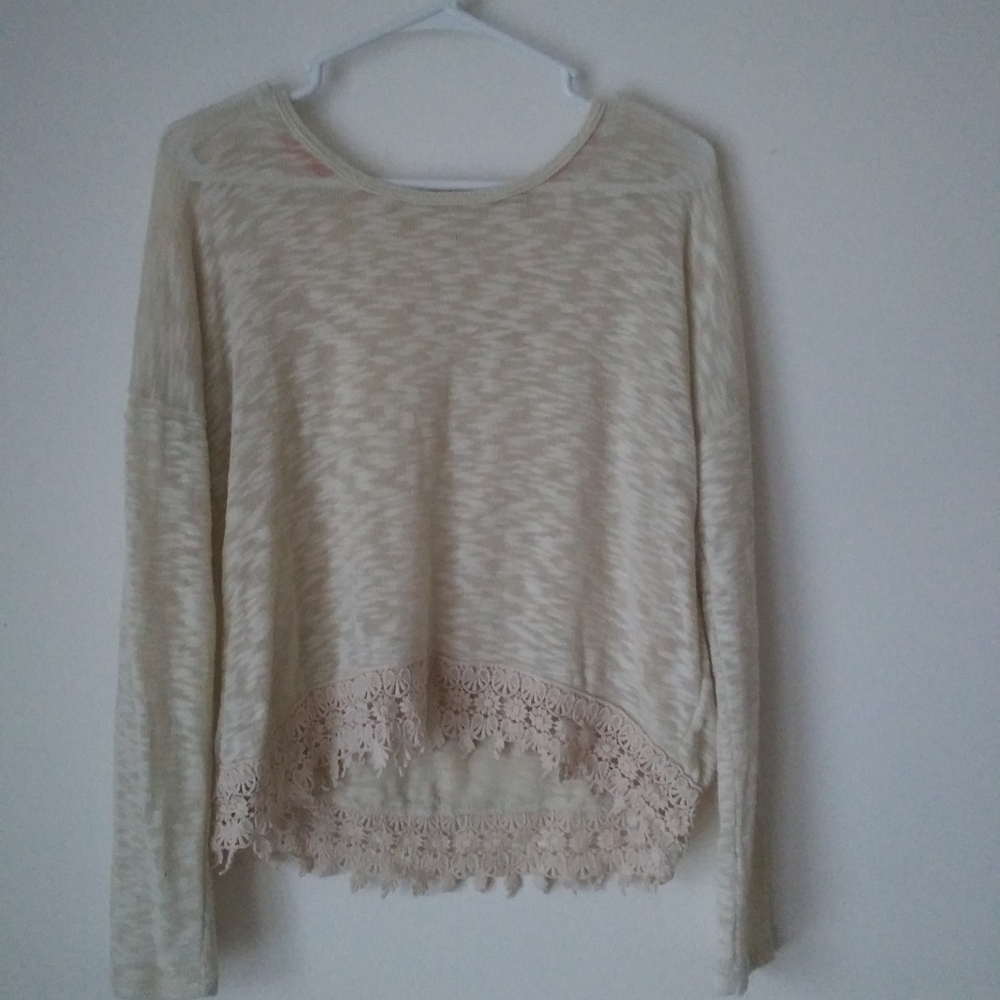 Long Sleeve Rewind Shear Cream Top